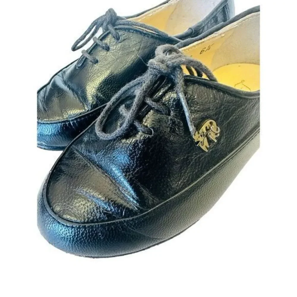Vintage Louis Carmini Volpe Black‎ Leather Childs Shoes 6 1/2 Dress Shoe Retro
